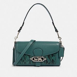 COACH LEATHER  EXC MX JADE SHB - SV/DARK TURQUOISE